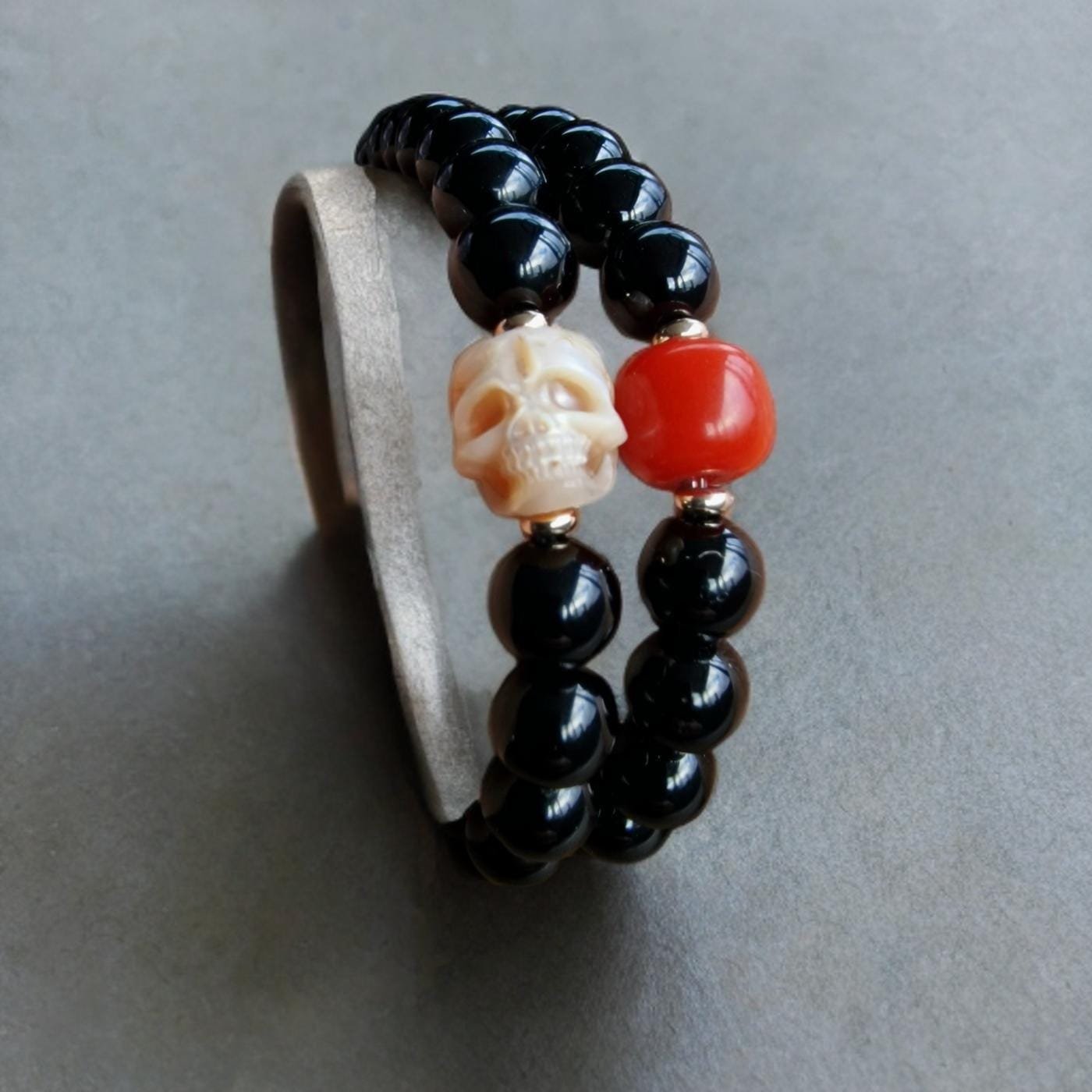 Agate Beads Bracelet with Natural Pearl skull - Image 8
