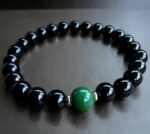 Natural agate beads bracelet with an authentic turquoise spacer.