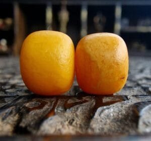 antique amber beads front view