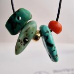 Ancient Tibetan Turquoise Necklace | Natural Coral Bead Amulet | 100 Year Old Talisman | Gold Filled Spacers | Himalayan Spiritual Jewelry - Image 2