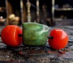 Tibetan Coral and Turquoise beads | Rare Barrel Red Coral Beads | 19th Century Amulet, Dzi Flanking Beads ,Himalayan Prayer Talisman - Image 2