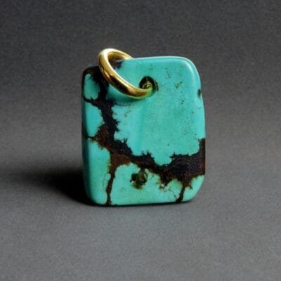 Antique Tibetan Turquoise Pendant | Blue Sky Turquoise Bead | 19th Century Amulet