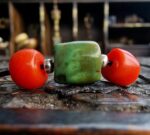 Tibetan Coral and Turquoise beads | Rare Barrel Red Coral Beads | 19th Century Amulet, Dzi Flanking Beads ,Himalayan Prayer Talisman - Image 10