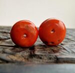 Tibetan Coral and Turquoise beads | Rare Barrel Red Coral Beads | 19th Century Amulet, Dzi Flanking Beads ,Himalayan Prayer Talisman - Image 3