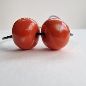 Tibetan Coral beads | Rare Barrel Red Coral Beads | 19th Century Amulet, Dzi Flanking Beads1