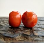 Tibetan Coral beads | Rare Barrel Red Coral Beads | 19th Century Amulet, Dzi Flanking Beads1 - Image 3