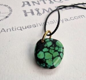 Tibetan Turquoise Bead: Natural 19th Century Gemstone (19mm x 16mm)