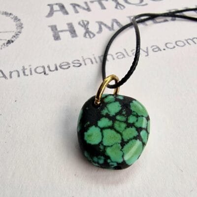 Tibetan Turquoise Bead: Natural 19th Century Gemstone (19mm x 16mm)