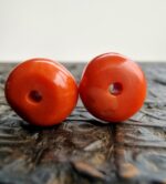 Tibetan Coral beads | Rare Barrel Red Coral Beads | 19th Century Amulet, Dzi Flanking Beads1 - Image 4