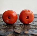 Tibetan Coral beads | Rare Barrel Red Coral Beads | 19th Century Amulet, Dzi Flanking Beads1 - Image 6