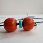 Antique Tibetan Coral and Turquoise beads | Rare Barrel Red Coral Beads | 19th Century Amulet, Dzi Flanking Beads