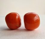 Antique Tibetan Coral and Turquoise beads | Rare Barrel Red Coral Beads | 19th Century Amulet, Dzi Flanking Beads - Image 2