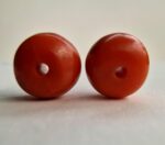 Antique Tibetan Coral and Turquoise beads | Rare Barrel Red Coral Beads | 19th Century Amulet, Dzi Flanking Beads - Image 3