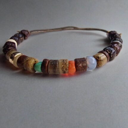 antique kapala tibetan beads bracelet top view
