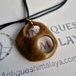 Antique Tibetan Kapala Ritual Bone Amulet | Early 20th Century Chitipati Eyes Pendant - Image 5