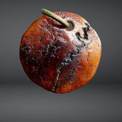 Antique Tibetan Kapala Lama Skull Bone Amulet Pendant Close Up