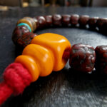 Tibetan antique Rudraksha + Kapala Bracelet/Necklace | Prayer beads, old bodhi mala 108, antique Coral, Dzi beads, Tibetan Turquoise, - Image 3