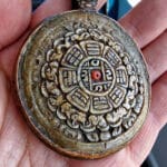 Antique Tibetan Kapala Zodiac\Calendar Amulet, Himalayan Budhist  Meditation Artefact - Image 10