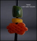 Tibetan infinity knot, hand-carved coral, turquoise, a rare himalayan amulet talisman - Image 2