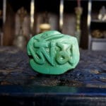 Tibetan Turquoise Om Mani Carving – Antique Hand-Carved Mantra Stone
​A resonance of compassion carved in Himalayan stone