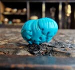Natural Turquoise Pendant, Hand Carved Peony 27mm, Flower Charm Real Gemstone, Zen Jewelry Unique Spiritual Gift , Gold Plated Necklace - Image 4
