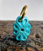 Natural Turquoise 4 leaf Clover Pendant| Hand Carved Wealth Charm| Tibetan Style| Real Gemstone| Zen Jewelry| Unique Gift| Gold Plated - Image 2