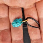 Natural Turquoise 4 leaf Clover Pendant| Hand Carved Wealth Charm| Tibetan Style| Real Gemstone| Zen Jewelry| Unique Gift| Gold Plated - Image 3