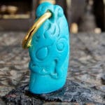 Natural Turquoise Ruyi Hook Pendant| Hand Carved Wealth Charm| Tibetan Style| Real Gemstone| Zen Jewelry| Unique Abundance Gift| Gold Plated - Image 2