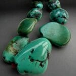 Turquoise beads necklace, antique Coral/ Tibetan Turquoise beads 18th century Rudraksha Mala Prayer beads old 108, Dzi beads - Image 6