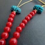 Turquoise beads, red Coral, Tibetan Mala Counters, Skull beads, Rudraksha Mala Prayer beads old 108, Dzi beads - Image 4