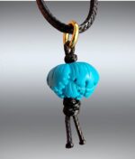 Natural Turquoise Pendant, Hand Carved Peony 27mm, Flower Charm Real Gemstone, Zen Jewelry Unique Spiritual Gift , Gold Plated Necklace