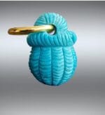 Natural Turquoise Basket Pendant| Hand Carved Wealth Charm| Tibetan Style| Real Gemstone| Zen Jewelry| Unique Abundance Gift| Gold Plated