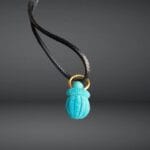 Natural Turquoise Basket Pendant| Hand Carved Wealth Charm| Tibetan Style| Real Gemstone| Zen Jewelry| Unique Abundance Gift| Gold Plated - Image 2