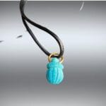 Natural Turquoise Basket Pendant| Hand Carved Wealth Charm| Tibetan Style| Real Gemstone| Zen Jewelry| Unique Abundance Gift| Gold Plated - Image 6