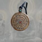 kapala calendar amulet human skull bone hand carved aged surface