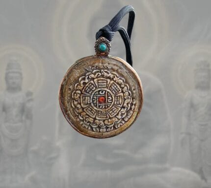 Antique Tibetan Kapala Zodiac\Calendar Amulet, Himalayan Budhist  Meditation Artefact