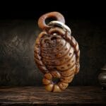 tibetan kapala scorpion amulet skull bone carved scorpion aged patina detail