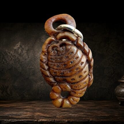 tibetan kapala scorpion amulet skull bone carved scorpion aged patina detail