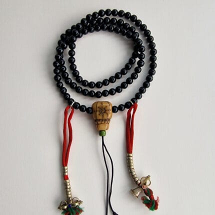 banded agate mala single line meditation beads natural banded stone detail