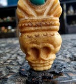 Antique Tibetan Crowned Chitipati Amulet | 20th Century Relic | 33mm Himalayan Meditation Pendant | Turquoise Adorned Talisman - Image 5