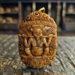 Tibetan antique kapala amulet garuda front view