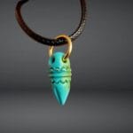 Natural Tibetan Turquoise Phurba Pendant| Hand Carved Meditation Charm| Real Gemstone| Zen Jewelry| Unique Abundance Gift| Gold Plated - Image 4